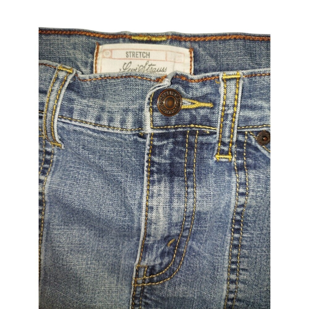 Vintage Levi Strauss Denim Midi Pencill Skirt Misses 12 Light Blue Stretch Y2K - Picture 4 of 7